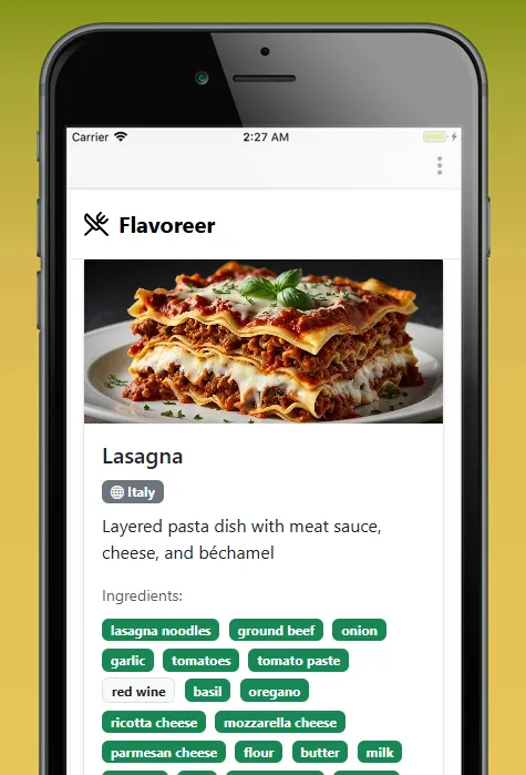 Flavoreer App Screenshot